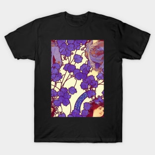 A woman in violet flowers, for all those who love flowers #69 T-Shirt